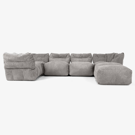 5-istuttava Modulaarinen Sohva Chaise Longuella - Vakosametti Grafiitti 01