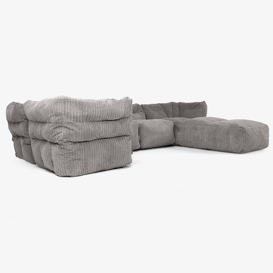 5-istuttava Modulaarinen Sohva Chaise Longuella - Vakosametti Grafiitti 02
