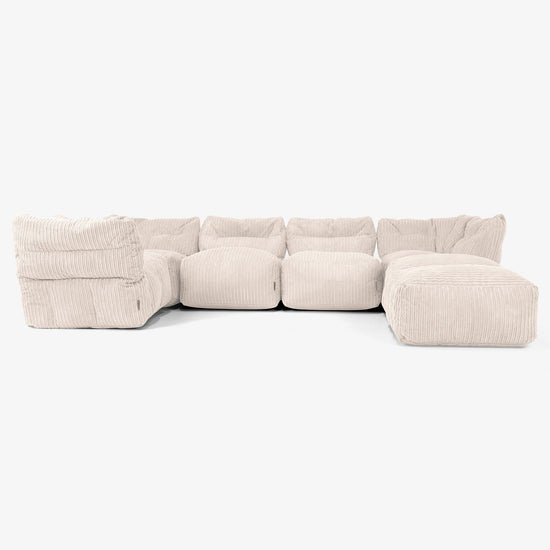 5-istuttava Modulaarinen Sohva Chaise Longuella - Vakosametti Norsunluu 01