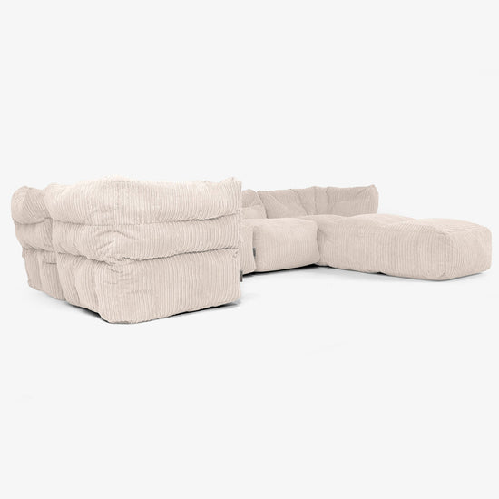 5-istuttava Modulaarinen Sohva Chaise Longuella - Vakosametti Norsunluu 02