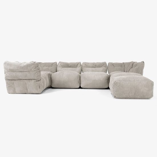 5-istuttava Modulaarinen Sohva Chaise Longuella - Vakosametti Minkki 01