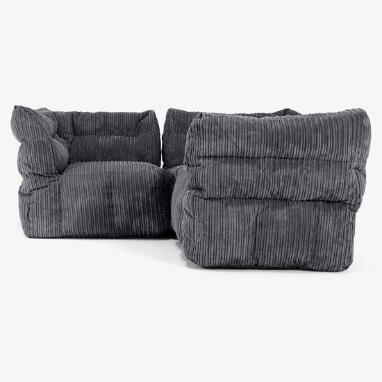 3-istuttava Modulaarinen Kulmasohva - Vakosametti Musta 02