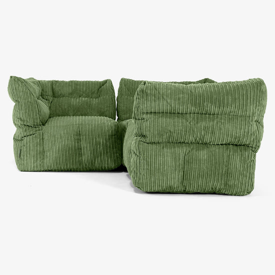 3-istuttava Modulaarinen Kulmasohva - Vakosametti Metsänvihreä 02