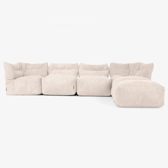 4-istuttava Modulaarinen Sohva Chaise Longuella - Vakosametti Norsunluu 01