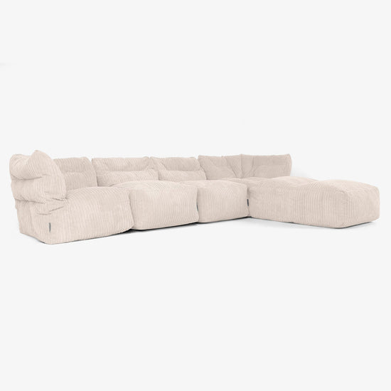 4-istuttava Modulaarinen Sohva Chaise Longuella - Vakosametti Norsunluu 02