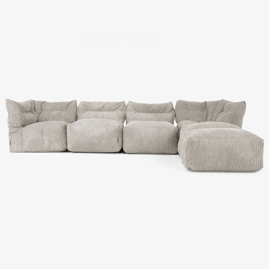 4-istuttava Modulaarinen Sohva Chaise Longuella - Vakosametti Minkki 01
