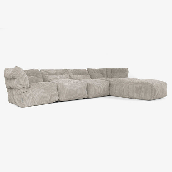 4-istuttava Modulaarinen Sohva Chaise Longuella - Vakosametti Minkki 02