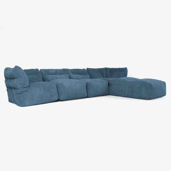 4-istuttava Modulaarinen Sohva Chaise Longuella - Vakosametti Laivastonsininen 02