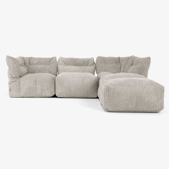 3-istuttava Modulaarinen Sohva Chaise Longuella ja Käsinojilla - Vakosametti Minkki 01