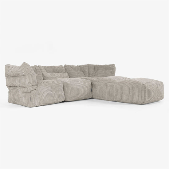 3-istuttava Modulaarinen Sohva Chaise Longuella ja Käsinojilla - Vakosametti Minkki 02
