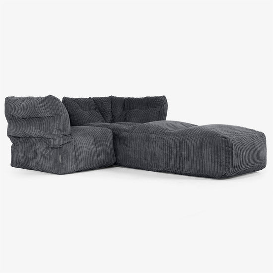 2-istuttava Modulaarinen Sohva Chaise Longuella - Vakosametti Musta 02