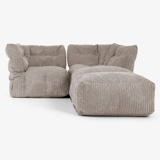 2-istuttava Modulaarinen Sohva Chaise Longuella - Vakosametti Harmaabeige 01