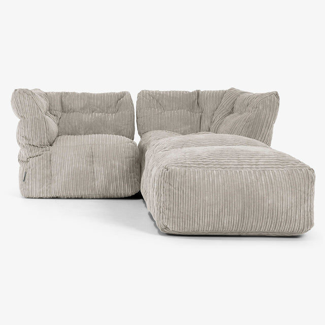 2-istuttava Modulaarinen Sohva Chaise Longuella - Vakosametti Minkki 01