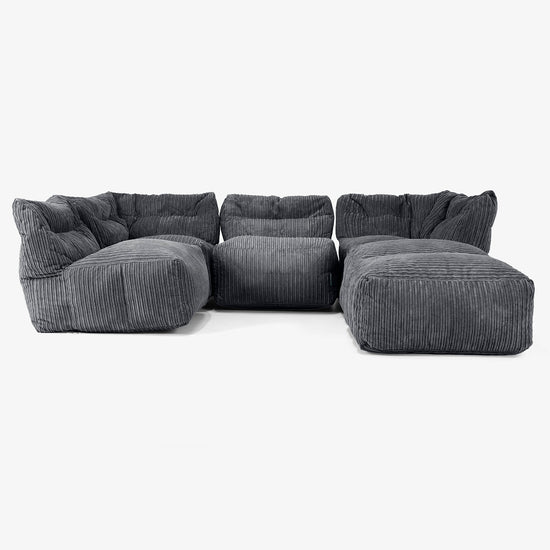 4-istuttava Modulaarinen Sohva Chaise Longuella - Vakosametti Musta 03