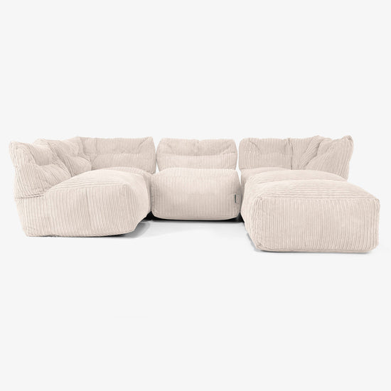 4-istuttava Modulaarinen Sohva Chaise Longuella - Vakosametti Norsunluu 03