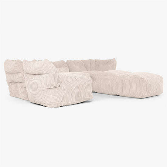 4-istuttava Modulaarinen Sohva Chaise Longuella - Vakosametti Norsunluu 04