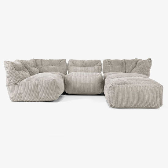4-istuttava Modulaarinen Sohva Chaise Longuella - Vakosametti Minkki 03