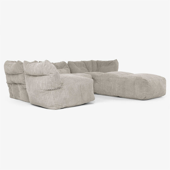 4-istuttava Modulaarinen Sohva Chaise Longuella - Vakosametti Minkki 04