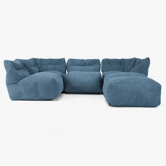 4-istuttava Modulaarinen Sohva Chaise Longuella - Vakosametti Laivastonsininen 03