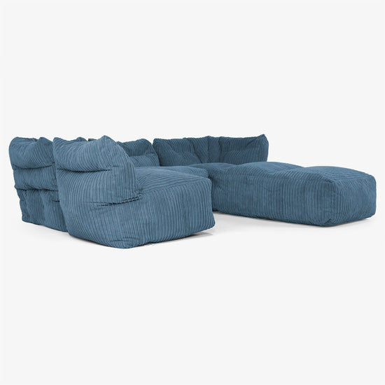4-istuttava Modulaarinen Sohva Chaise Longuella - Vakosametti Laivastonsininen 04
