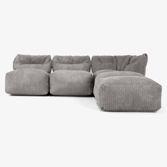 3-istuttava Modulaarinen Sohva Chaise Longuella, ilman Käsinojia - Vakosametti Grafiitti 01