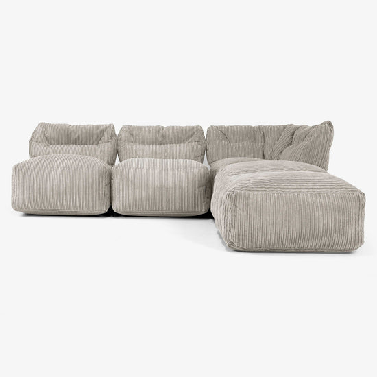 3-istuttava Modulaarinen Sohva Chaise Longuella, ilman Käsinojia - Vakosametti Minkki 01