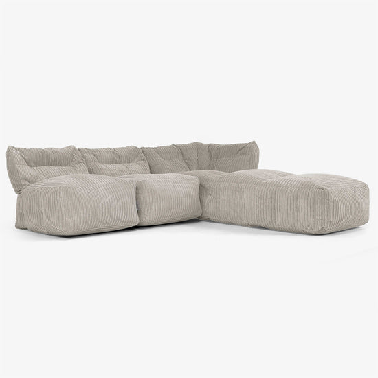 3-istuttava Modulaarinen Sohva Chaise Longuella, ilman Käsinojia - Vakosametti Minkki 02