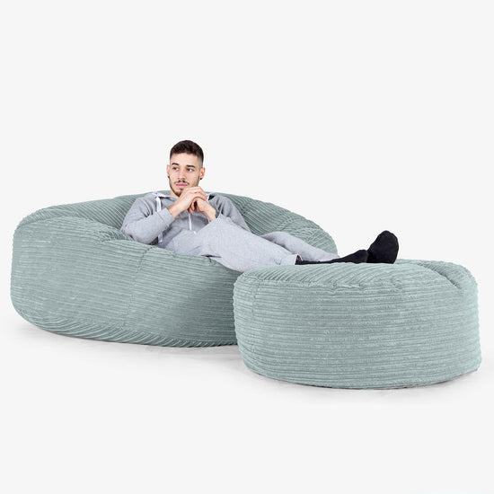 Iso Säkkituoli Sohva 'Mega-Mammutti' - Vakosametti Mintunvihreä 02