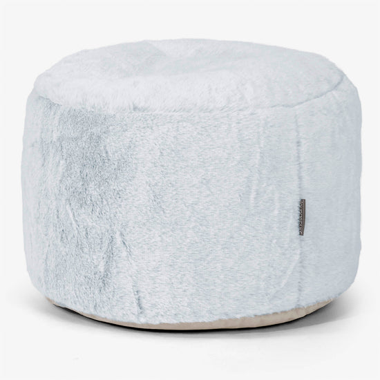 Pieni Pyöreä Rahi Jakkara - Kanitekoturkis Puuterinsininen 01