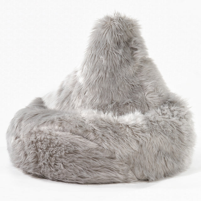 Säkkituoli Lepotuoli - Mongolialainen Tekoturkis Harmaa 01