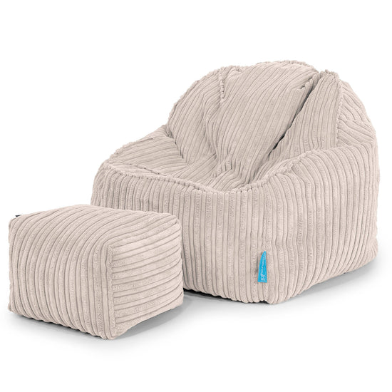 Sloucher Säkkituoli Lapsille 2-6 vuotta - Vakosametti Norsunluu 03