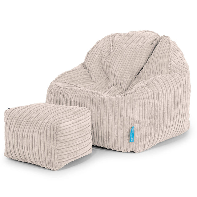 Sloucher Säkkituoli Lapsille 2-6 vuotta - Vakosametti Norsunluu 03