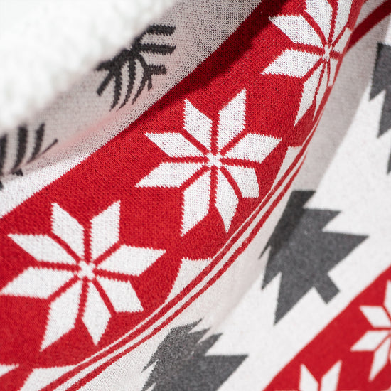 Sohvan Peite / Peitto - Neulottu Joulun Fairisle Punainen 02