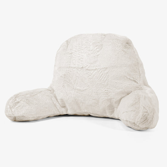 Korkeaselkäinen Tukeva Lukutyyny - Kanitekoturkis Vaaleanharmaa 01