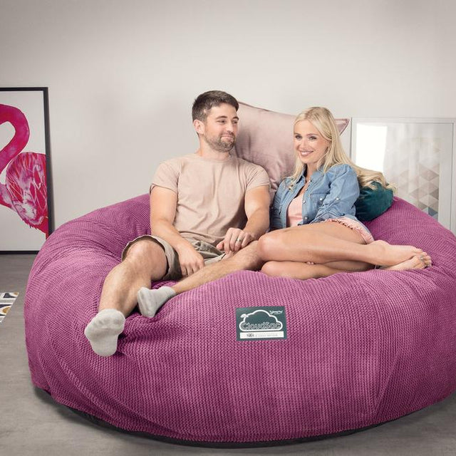 LOUNGE PUG, CloudSac 3000 XXL - Jättisuuri Muistivaahtotäytteinen Säkkituolisohva - Pompula Vaaleanpunainen