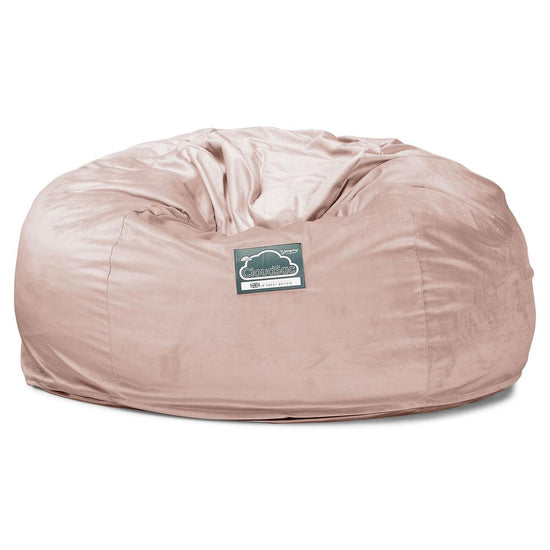 LOUNGE PUG, CloudSac 1010 XXL - Jättisuuri Muistivaahtotäytteinen XXL Säkkituolisohva (UUSI MALLI) - Sametti Vaaleanpunainen