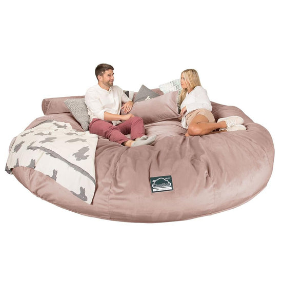 LOUNGE PUG, CloudSac 5000 XXXXXL - Suuri Muistivaahtotäytteinen Säkkituolisohva - Sametti Vaaleanpunainen