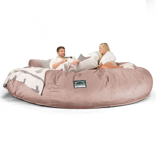 LOUNGE PUG, CloudSac 5000 XXXXXL - Suuri Muistivaahtotäytteinen Säkkituolisohva - Sametti Vaaleanpunainen