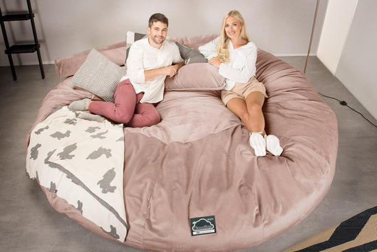 LOUNGE PUG, CloudSac 5000 XXXXXL - Suuri Muistivaahtotäytteinen Säkkituolisohva - Sametti Vaaleanpunainen