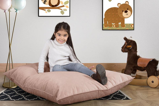 LOUNGE PUG®, Junior Lasten Säkkituoli, Säkkituoli Nuorelle, Sametti Vaaleanpunainen