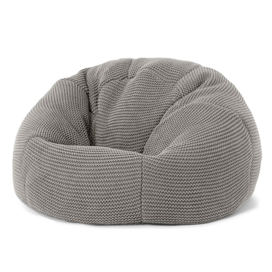 LOUNGE PUG - ELLOS Mukautuva Neulottu - Lasten Nojatuoli - Lasten Säkkituoli Sotka - Harmaa