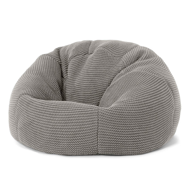LOUNGE PUG - ELLOS Mukautuva Neulottu - Lasten Nojatuoli - Lasten Säkkituoli Sotka - Harmaa