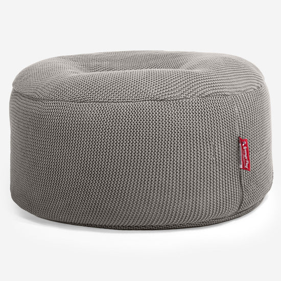 LOUNGE PUG®, Pyöreä Rahi, Säkkituoli, Mukautuva Neulottu Harmaa