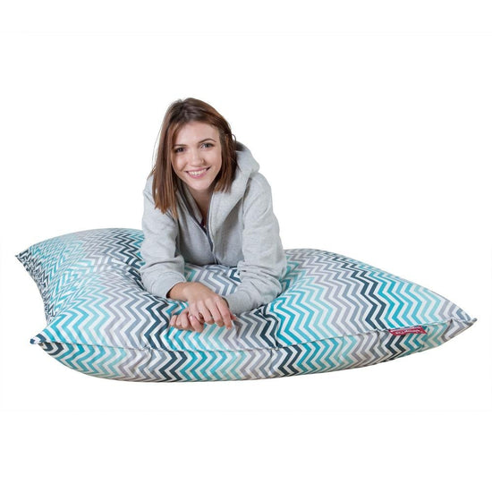 LOUNGE PUG®, Säkkituoli XXL, Tyynymallit, Geometrinen Tulosta Turkoosi Chevron