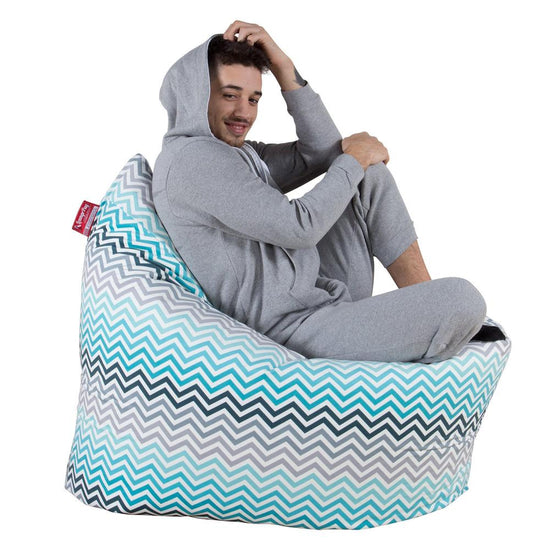 LOUNGE PUG®, Säkkituoli XXL, Tyynymallit, Geometrinen Tulosta Turkoosi Chevron