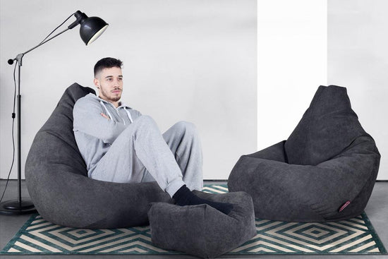 LOUNGE PUG®, Säkkituoli Lepotuoli, Tuoli, Bristol-kankaasta Grafiitti