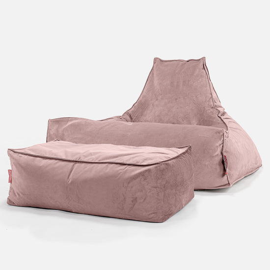 Lounge-Säkkituoli - Sametti Vaaleanpunainen 02