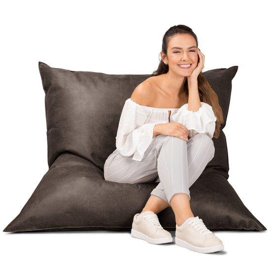 Säkkituoli XXL - Vintage Keinonahka Luonnollinen Liuskekivi 01