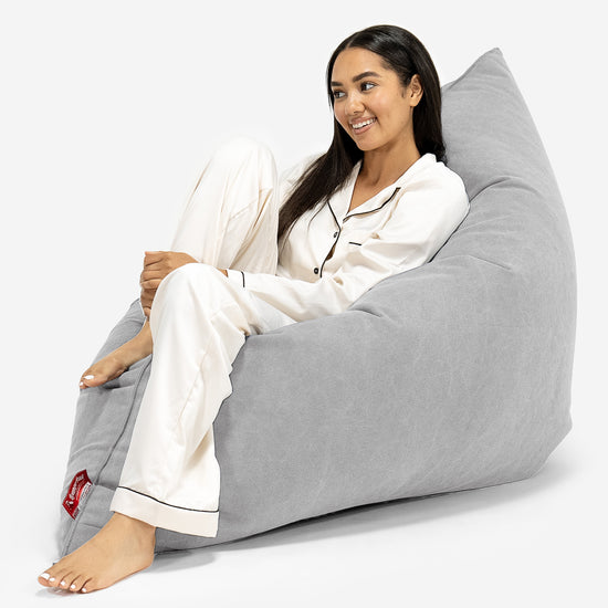 Säkkituoli XXL - Kivipesty Denim-kangas Harmaa 04