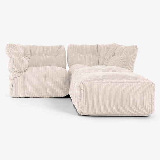 2-istuttava Modulaarinen Sohva Chaise Longuella - Vakosametti Norsunluu 01